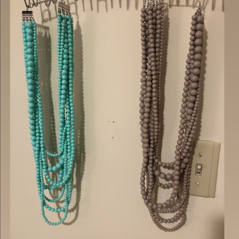 Set of multiple strand beaded necklaces